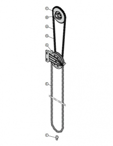 HORMANN 3076885 Ручная цепная тяга с редуктором, в сборе, круглая стальная цепь (G - Роликовая цепь (1029 мм))