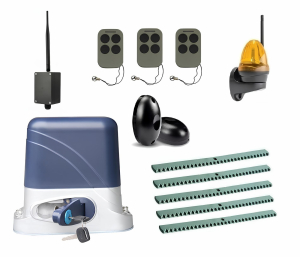 КОРН KSL-1300FULL-K5-BT-T3 Автоматика для откатных ворот KSL-1300 FULL-K5-BT-Т3, комплект: привод, 3 пульта, Bluetooth-модуль, фотоэлементы, лампа, 5 реек