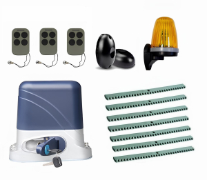 КОРН KSL-1300FULL-3K7-T3 Автоматика для откатных ворот KSL-1300 FULL-3K7-Т3, комплект: привод, 3 пульта, фотоэлементы, лампа, 7 реек