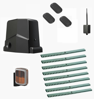 AN-MOTORS ARW-1000MKIT-LA8-BT-T3 Автоматика для откатных ворот ARW-1000MKIT LA8-BT-Т3, комплект: привод, сигнальная лампа, 3 пульта, 8 реек, Bluetooth-модуль