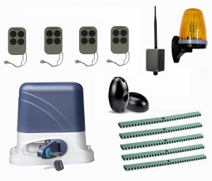 КОРН KSL-1300FULL-3K5-BT-T4 Автоматика для откатных ворот KSL-1300 FULL-3K5-BT-Т4, комплект: привод, 4 пульта, Bluetooth-модуль, фотоэлементы, лампа, 5 реек