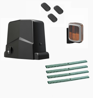 AN-MOTORS ARW-1000MKIT-LA4-T3 Автоматика для откатных ворот ARW-1000MKIT LA4-Т3, комплект: привод, сигнальная лампа, 3 пульта, 4 рейки