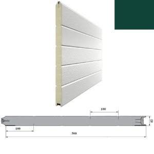 DOORHAN 5S00/S00-6005/9003 Панель 500мм Нстук/Нстук зелен(RAL6005)/бел(RAL9003) для подъёмных секционных ворот