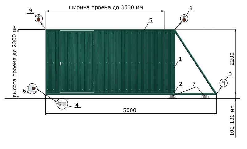 КОРН Н0-Т60КТ Откатные ворота КОРН ЭКО, толщина 60 мм