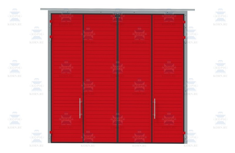 КОРН ВС-КР-СВУ-2-2-60 Складчатые ворота КОРН ангарные с зашивкой сэндвич-панелями толщиной 60 мм, тип 2+2, серия ВРС