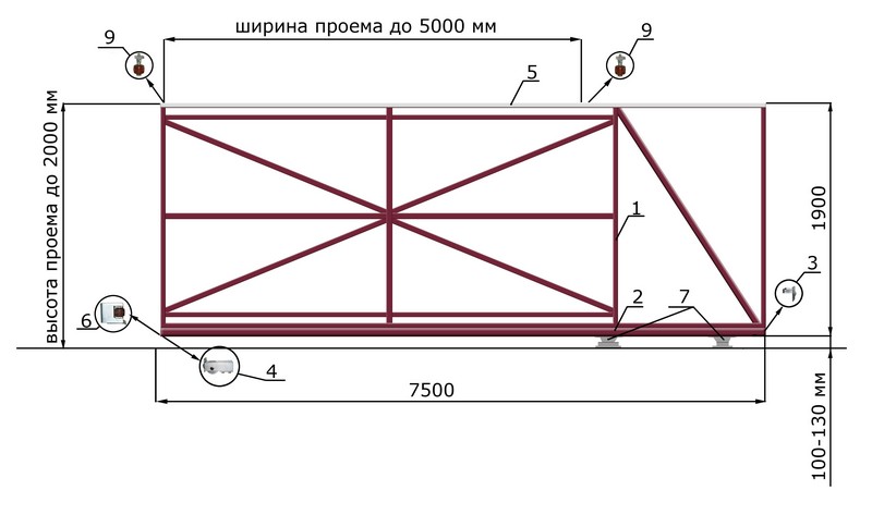 КОРН Н1-60КП Откатные ворота КОРН КЛАССИК, толщина 60 мм