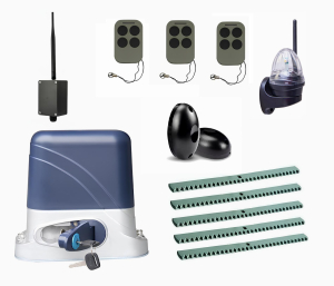 КОРН KSL-1300FULL-4K5-BT-T3 Автоматика для откатных ворот KSL-1300 FULL-4K5-BT-Т3, комплект: привод, 3 пульта, Bluetooth-модуль, фотоэлементы, лампа, 5 реек