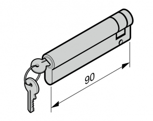HORMANN 3092770 Профильный полуцилиндр, 80 + 10 мм, закрывающийся разными ключами, запорный рычаг слева, TS (для ALR