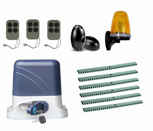 КОРН KSL-800FULL-3K6-T3 Автоматика для откатных ворот KSL-800 FULL-3K6-Т3, комплект: привод, 3 пульта, фотоэлементы, лампа, 6 реек