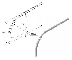 DOORHAN SPV111 Изгиб горизонтальной направляющей R305 H490 L=2500 для подъёмных секционных ворот