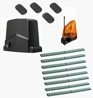 AN-MOTORS ARW-1000MKIT-1LK8-T4 Автоматика для откатных ворот ARW-1000MKIT 1LK8-T4, комплект: привод, сигнальная лампа, 4 пульта, 8 реек