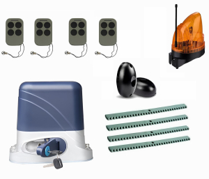 КОРН KSL-1300FULL-1K4-T4 Автоматика для откатных ворот KSL-1300 FULL-1K4-Т4, комплект: привод, 4 пульта, фотоэлементы, лампа, 4 рейки