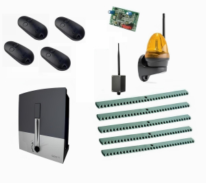 CAME BXL04AGS KIT5-LK-BT-T4 Автоматика для откатных ворот BXL04AGS KIT5-LK-BT-T4, комплект: привод, радиоприемник, 4 пульта, лампа, 5 реек, Bluetooth-модуль