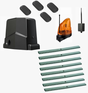 AN-MOTORS ARW-1000MKIT-1LK8-BT-T4 Автоматика для откатных ворот ARW-1000MKIT 1LK8-BT-T4, комплект: привод, сигнальная лампа, 4 пульта, 8 реек, Bluetooth-модуль