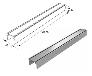 DOORHAN 80041/M Алюминиевый верхний и нижний профиль металлик для подъёмных секционных ворот