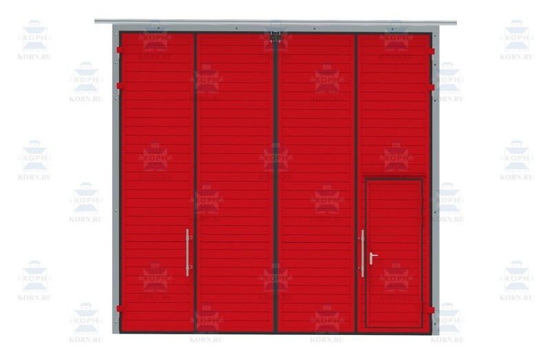 КОРН ВС-КР-СВУ-2-2-60 Складчатые ворота КОРН ангарные с зашивкой сэндвич-панелями толщиной 60 мм, тип 2+2, серия ВРС