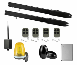 КОРН KSW-3000FULL-T4-3K-BT Автоматика для распашных ворот KSW-3000 FULL-T4-3K-BT, комплект: 2 привода, блок управления, 4 пульта, фотоэлементы, лампа, Bluetooth-модуль