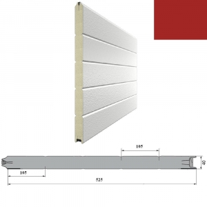 DOORHAN 15S00/S00-3000/9003 Панель 525мм Нстукко/Нстукко Красный(RAL3000)/Белый(RAL9003) для подъёмных секционных ворот