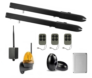 КОРН KSW-3000FULL-T3-BT Автоматика для распашных ворот KSW-3000 FULL-T3-BT, комплект: 2 привода, блок управления, 3 пульта, фотоэлементы, лампа, Bluetooth-модуль