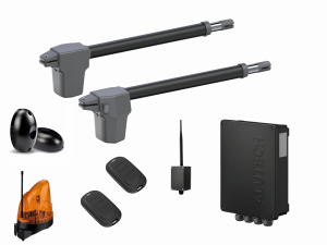 AN-MOTORS ATW-400KIT FULL-K1-BT Автоматика для распашных ворот ATW-400KIT FULL-K1-BT, комплект: 2 привода, блок управления, 2 пульта,  фотоэлементы, лампа, Bluetooth-модуль