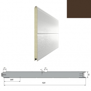 DOORHAN 15D08/S00-8014/9003 Панель 525мм Ндерево с широкой центр.полосой/Нстукко коричневый (RAL8014)/бел(RAL9003) для подъёмных секционных ворот