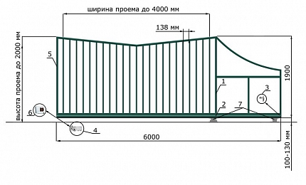 Откатные ворота 5 метров серии КРЫЛЬЯ, купить в любом городе России с доставкой, размер 4 000х2 000, цвет e128fd18-9af7-11e3-81d6-e447bd2f56ba, цена 76 570 руб.
