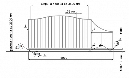 Каркас откатных ворот КОРН серии ВОЛНА, купить в любом городе России с доставкой, размер 3 500х2 000, цвет e128fd37-9af7-11e3-81d6-e447bd2f56ba, цена 79 170 руб.