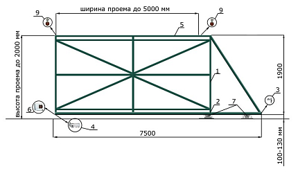 Откатные ворота 3 метра серии ЭКО, купить в любом городе России с доставкой, размер 5 000х2 000, цвет e128fd18-9af7-11e3-81d6-e447bd2f56ba, цена 56 070 руб.