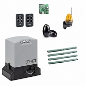 Автоматика для откатных ворот FAAC 740KIT FULL-К4, комплект: привод, радиоприемник, 2 пульта, фотоэлементы, лампа, 4 рейки