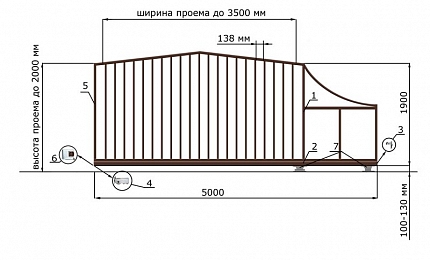 Каркас откатных ворот КОРН серии ГОРКА, купить в любом городе России с доставкой, размер 3 500х2 000, цвет e128fd62-9af7-11e3-81d6-e447bd2f56ba, цена 72 670 руб.