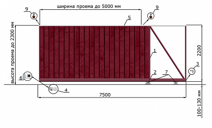 Откатные ворота 5 метров серии КЛАССИК, купить в любом городе России с доставкой, размер 5 000х2 300, цвет 82ad33be-9aed-11e3-81d6-e447bd2f56ba, цена 125 100 руб.