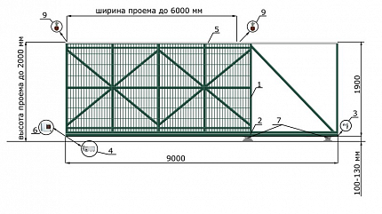 Откатные ворота КОРН КЛАССИК, толщина 60 мм, купить в любом городе России с доставкой, размер 6 000х2 000, зашивка e128fd87-9af7-11e3-81d6-e447bd2f56ba, цвет e128fd18-9af7-11e3-81d6-e447bd2f56ba, цена 76 500 руб.