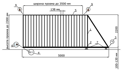 Откатные ворота 3 метра серии ЭКО, купить в любом городе России с доставкой, размер 3 500х2 300, цвет e128fd6d-9af7-11e3-81d6-e447bd2f56ba, цена 55 800 руб.