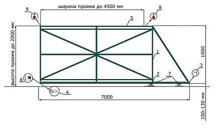 Откатные ворота 4 метра серии ЭКО, купить в любом городе России с доставкой, размер 4 500х2 000, цвет e128fd18-9af7-11e3-81d6-e447bd2f56ba, цена 49 680 руб.