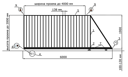 Откатные ворота для дачи серии ЭКО, купить в любом городе России с доставкой, размер 4 000х2 000, цвет e128fd6d-9af7-11e3-81d6-e447bd2f56ba, цена 55 800 руб.