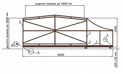 Каркас откатных ворот КОРН серии ГОРКА, купить в любом городе России с доставкой, размер 4 000х2 000, цвет e128fd62-9af7-11e3-81d6-e447bd2f56ba, цена 63 570 руб.