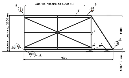 Откатные ворота для дачи серии ЭКО, купить в любом городе России с доставкой, размер 5 000х2 000, цвет 0a535ed2-caf7-11e4-0a8b-525400a65df8, цена 44 820 руб.