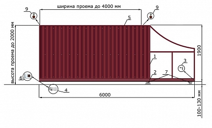 Каркас откатных ворот КОРН серии ЕВРО, купить в любом городе России с доставкой, размер 4 000х2 000, цвет 82ad33be-9aed-11e3-81d6-e447bd2f56ba, цена 63 570 руб.