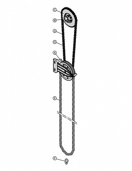 HORMANN 3073344 Ручная цепная тяга с редуктором, в сборе, круглая стальная цепь (G - Роликовая цепь (876 мм))