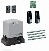 Автоматика для откатных ворот FAAC 740KIT-F4, комплект: привод, радиоприемник, 2 пульта, фотоэлементы, 4 рейки