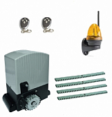 Автоматика для откатных ворот AN-MOTORS ASL1000KIT-LK4, комплект: привод, сигнальная лампа, 2 пульта, 4 рейки