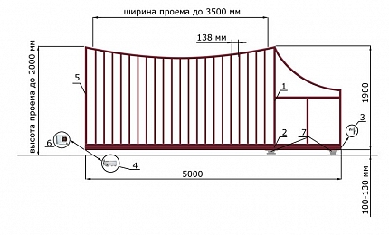 Каркас откатных ворот КОРН серии ЛУНА, купить в любом городе России с доставкой, размер 3 500х2 000, цвет 82ad33be-9aed-11e3-81d6-e447bd2f56ba, цена 76 570 руб.