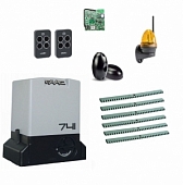Автоматика для откатных ворот FAAC 741KIT FULL6-К, комплект: привод, радиоприемник, 2 пульта, фотоэлементы, лампа, 6 реек