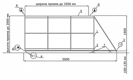 Откатные ворота 3 метра серии ЭКО-СТ, купить в любом городе России с доставкой, размер 3 500х2 000, цвет e128fd37-9af7-11e3-81d6-e447bd2f56ba, цена 40 500 руб.