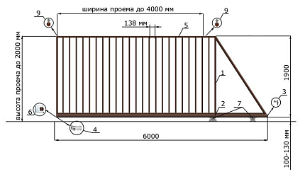 Откатные ворота 4 метра серии ЭКО, купить в любом городе России с доставкой, размер 4 000х2 000, цвет e128fd62-9af7-11e3-81d6-e447bd2f56ba, цена 55 800 руб.
