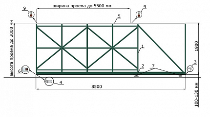 Откатные ворота КОРН КЛАССИК, толщина 60 мм, купить в любом городе России с доставкой, размер 5 500х2 000, зашивка e128fd85-9af7-11e3-81d6-e447bd2f56ba, цвет e128fd18-9af7-11e3-81d6-e447bd2f56ba, цена 56 610 руб.