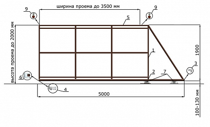 Откатные ворота 3 метра серии ЭКО-СТ, купить в любом городе России с доставкой, размер 3 500х2 000, цвет e128fd62-9af7-11e3-81d6-e447bd2f56ba, цена 40 500 руб.