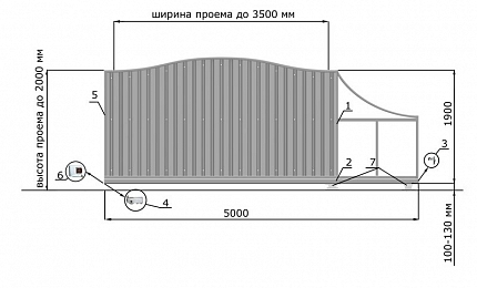 Откатные ворота 5 метров серии ВОЛНА, купить в любом городе России с доставкой, размер 3 500х2 000, цвет e128fd37-9af7-11e3-81d6-e447bd2f56ba, цена 79 170 руб.
