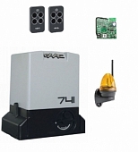 Автоматика для откатных ворот FAAC 741KIT-LK, комплект: привод, радиоприемник, 2 пульта, лампа