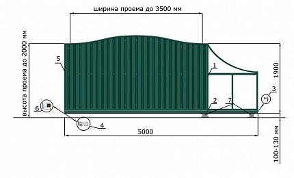 Откатные ворота 3 метра серии ВОЛНА, купить в любом городе России с доставкой, размер 3 500х2 000, цвет e128fd18-9af7-11e3-81d6-e447bd2f56ba, цена 79 170 руб.